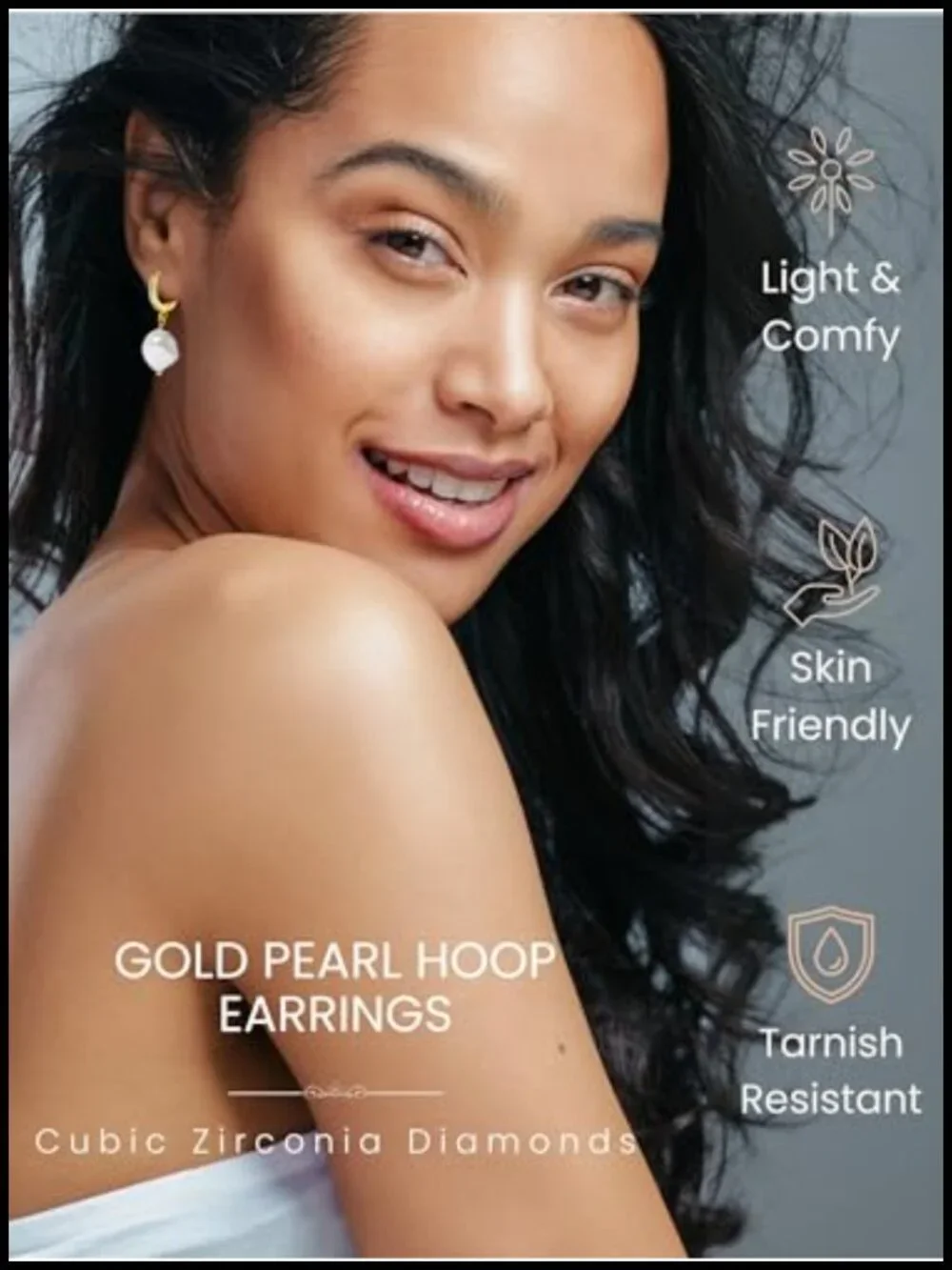 14K Gold Plated CZ Drop Dangle Geometric Hoop Earrings